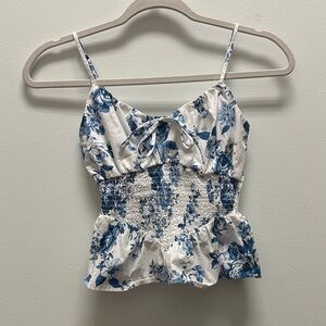 Francesca's Collections Blue and White Floral Camisole